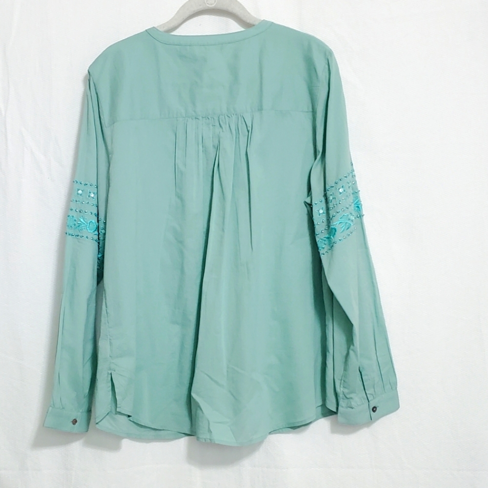 Soft Surroundings Embroidered Peasant Style Boho Tassel Top XL - Picture 4 of 9